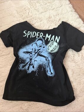 Spiderman Black & Light Blue Graphic Tee